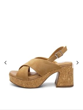 Yellow Box Platform Sandal with Crisscross Straps